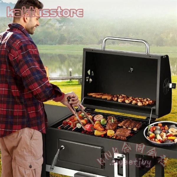 屋外ガスグリル ダブルバーナー プロパン BBQコンロ サイドファーネス