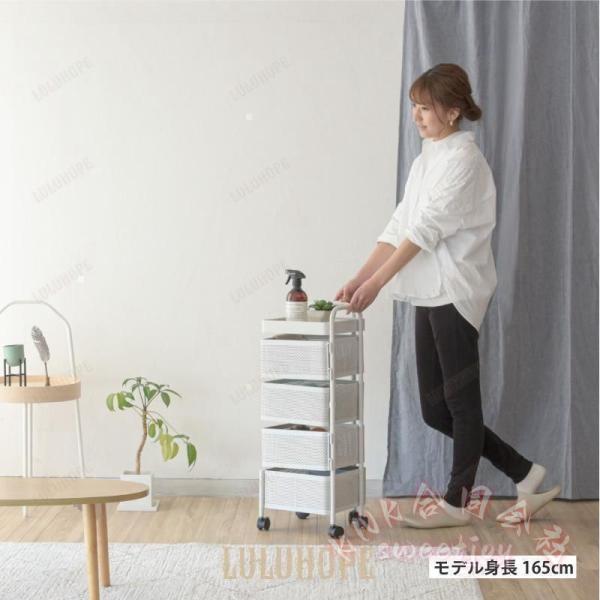 キッチンワゴン キャスター付き 4段 大容量 収納ワゴン KNK(株） 360°可動 天板付き バスケットワゴン キッチン収納 新生活 一人暮らし