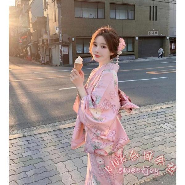 浴衣 高校生 レディース ピンク 菊 花柄 浴衣セット KNK(株） 中学生 ジュニア 150cm 帯飾り かわいい 夏祭り 花火 和装 部屋着_6