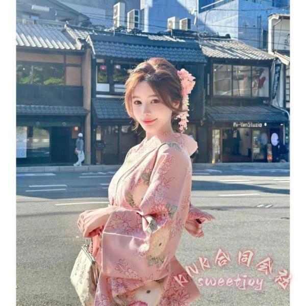 浴衣 高校生 レディース ピンク 菊 花柄 浴衣セット KNK(株） 中学生 ジュニア 150cm 帯飾り かわいい 夏祭り 花火 和装 部屋着_7