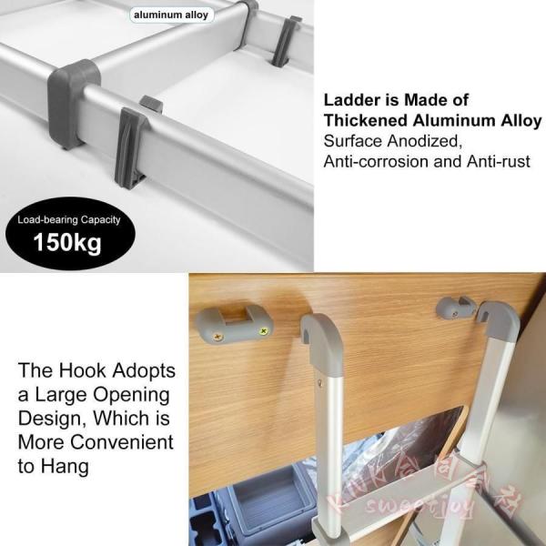 二段ベッド用はしご 5段 152cm 金属製 耐荷重150kg KNK(株) ロフトはしご キャンピングカー bunk用 ポータブル 取り付け簡単_4