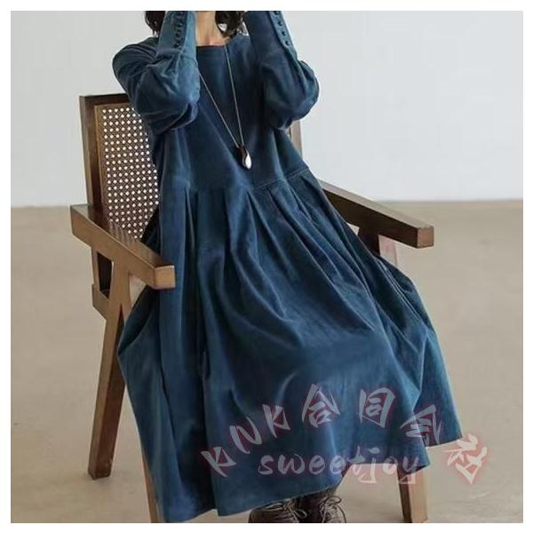 シャツワンピース レディース 40代 きれいめ 秋服 長袖 ロング デニム風 Aライン ゆったり KNK(株） カジュアル 韓国風 30代50代 体型カバー 通勤 お出かけ