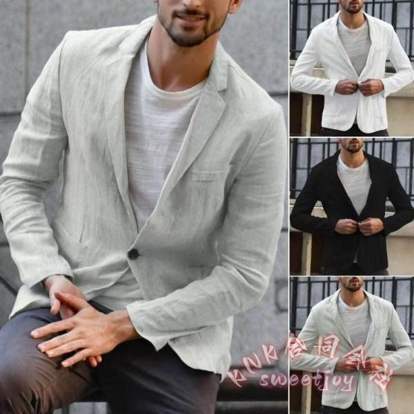 テーラードジャケット メンズ リネン風 春秋 薄手 KNK(株） カジュアルスーツ 大きいサイズ ゆったり 柔らかい おしゃれ 同窓会 羽織り