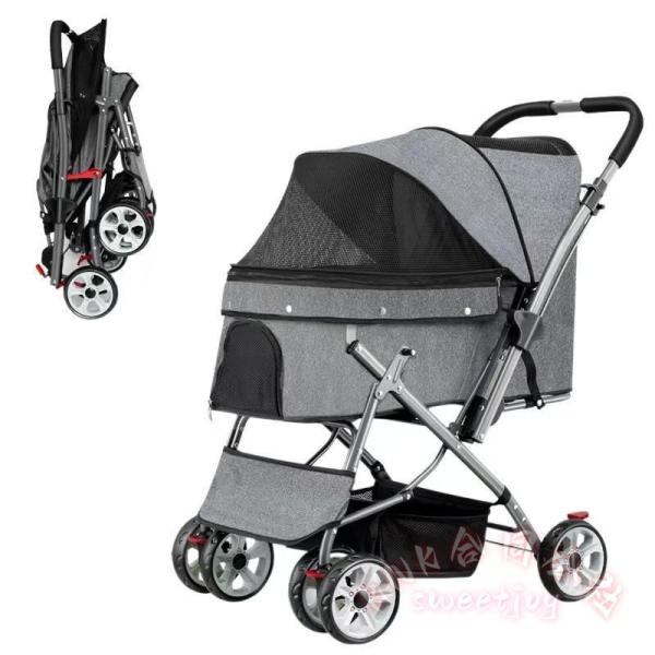 ペットカート対面式折りたたみ多頭中型小型猫犬 KNK(株) 2way軽量組立簡単工具不要介護ドッグカート9色ペットバギー耐久性高い