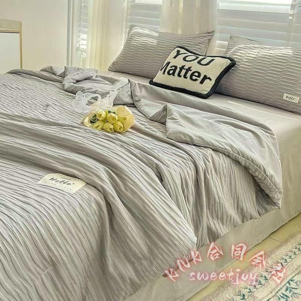 夏布団セット 春夏用 ４点セット 無地 涼しい 柔らかい KNK(株） ベッドカバー 寝具 通気性 肌触り プレゼント ギフト セミダブル おしゃれ