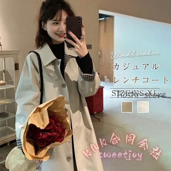 スプリングコート レディース トレンチコート 春コート ロング 無地 KNK(株） きれいめ 通勤 高級感 大人 オシャレ ゆったり アウター 春 秋 体型カバー_7