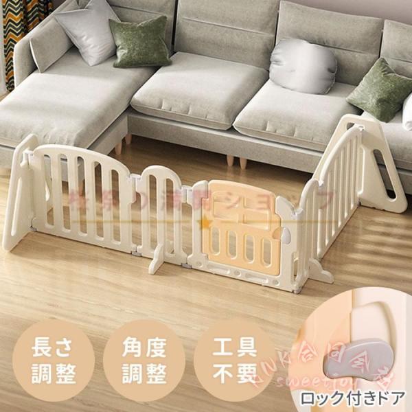 ベビーサークル折りたたみ置くだけベビーゲートドア付きKNKキッズパーテーションベビーフェンス6か月~3歳子供用プレイルームサークルパテーション安全対策_1