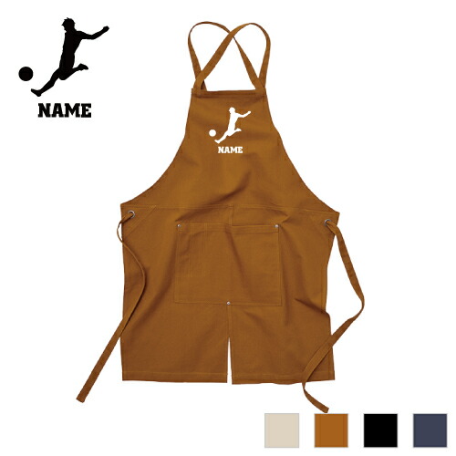サッカープレイヤー 名入れエプロン ウォッシュキャンバス ツイルエプロン クロスタイプ ワークエプロン デニム インディゴ キャメル ブラック ナチュラル カフェエプロン   飲食店 喫茶店 作業用 母の日ギフト 店舗スタッフの通販は 5,793円