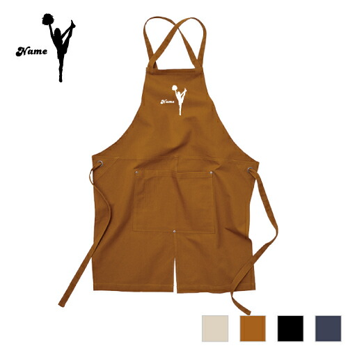 チアガール1 名入れエプロン ウォッシュキャンバス ツイルエプロン クロスタイプ ワークエプロン デニム インディゴ キャメル ブラック ナチュラル カフェエプロン  /チアダンス、応援、ブラスバンド、チアリーディング 飲食店 喫茶店 作業用 母の日ギフト 店舗スタッフの通販は 5,793円
