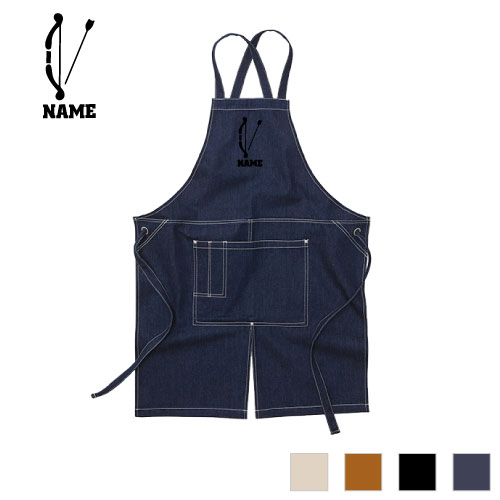 弓道2  名入れエプロン ウォッシュキャンバス ワークエプロン デニム インディゴ キャメル ブラック ナチュラル カフェエプロン 弓　的　射る 飲食店 喫茶店 作業用 母の日ギフト 店舗スタッフの通販は 6,142円