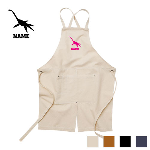 プレシオサウルス  名入れエプロン ウォッシュキャンバス ワークエプロン デニム インディゴ キャメル ブラック ナチュラル カフェエプロン 恐竜　化石　肉食　草食　雑食　海　陸 飲食店 喫茶店 作業用 母の日ギフト 店舗スタッフの通販は 5,863円