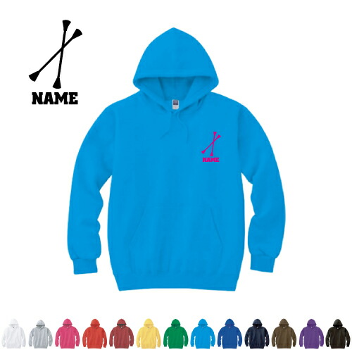 バトン  名入れフーデッドパーカー パーカー おしゃれ フード スウェット地 名入れ 左胸ワンポイント【cf_mlh】リボン　器械体操