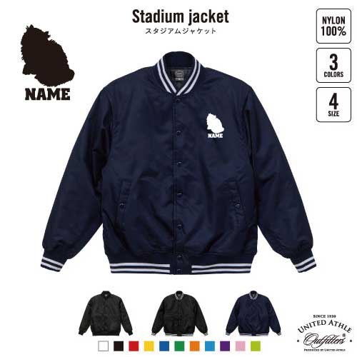 エキゾチックロングヘアー  名入れスタジアムジャケット（中綿入） スタジャン スタジアムジャンパー 左胸ワンポイント野球 ベースボール スポカジ アメカジ ブラック ネイビー ストリート ブルゾン アウター 猫　ネコ　ねこ　キャット　ペット