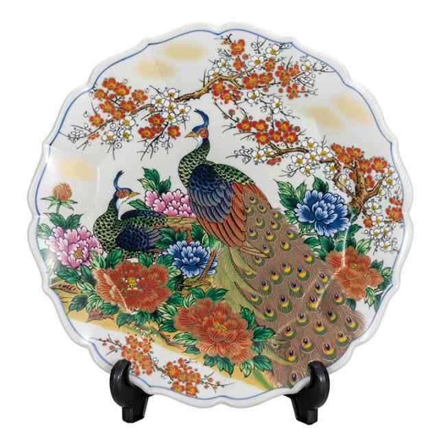 九谷焼 10号飾皿 牡丹孔雀（皿立付）＜九谷焼 飾り皿 絵皿 人気 ギフト 贈り物 記念品/開業祝い/法人ギフト/＞ 母の日 ギフト 花以外 202の通販は
