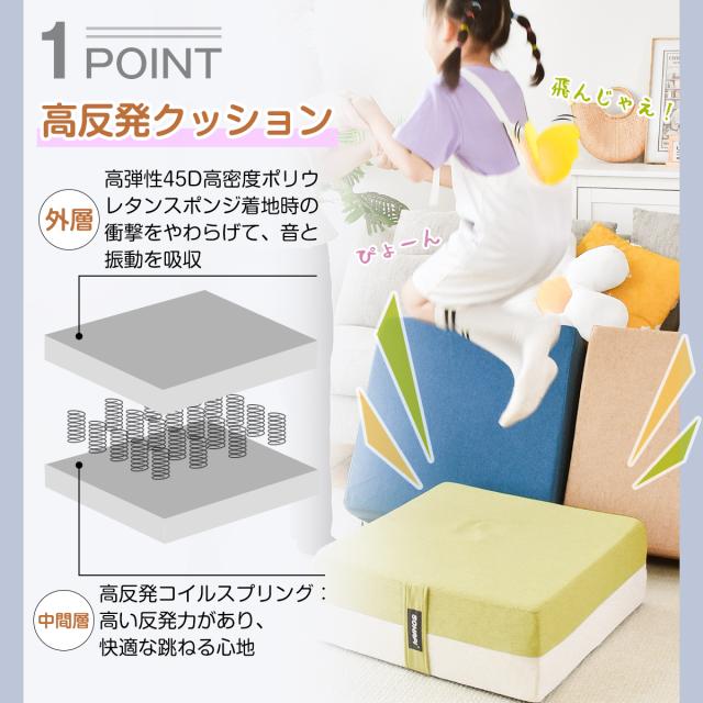 【送料無料】トランポリン クッション大型【65x65cm】 高反発 室内用 こども用 大人用 静音自宅用 家庭用 ミニトランポリン エクササイズ トレーニング ダイエット滑り止め加工
