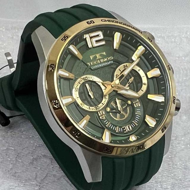 【お値段以上の造りです！】テクノス 腕時計 メンズウォッチ TECHNOS   technos 腕時計 T8B79GMラッピング無料 手書きのメッセージカード 　　ラバーベルト　グリーン_2