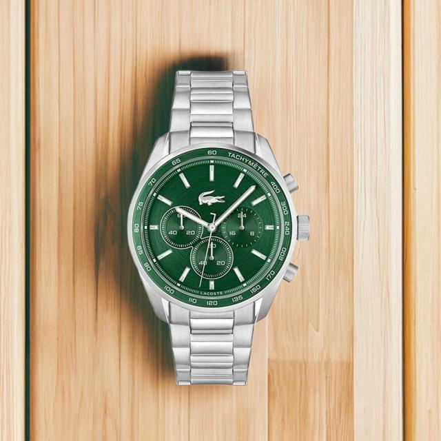 LACOSTE ラコステ メンズ腕時計 BOSTON 2011346 クオーツ グリーンダイヤル メタルブレス 手書きのメッセージ WEB保証書登録で保証期間が1年延長