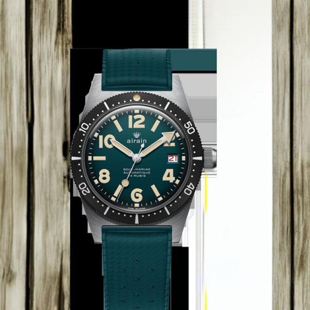 エイレン メンズ腕時計 AiRAiN Sous-Marine Ocean Green Limited Edition 524.481 自動巻 ラバーバンド メンズウオッチ フランス腕時計 クリスマスプレゼント 396,000円