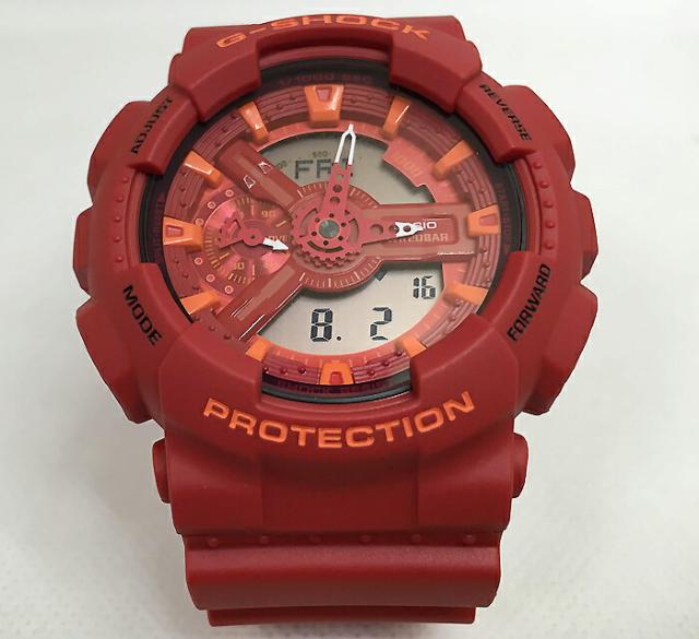 国内正規品 新品 Gショック G-SHOCK カシオ メンズウオッチ gショック アナデジ GA-110AC-4AJF プレゼント 腕時計    赤レッド ラッピング無料 愛の証 感謝の気持ち メッセージカード手書きします あす楽対応