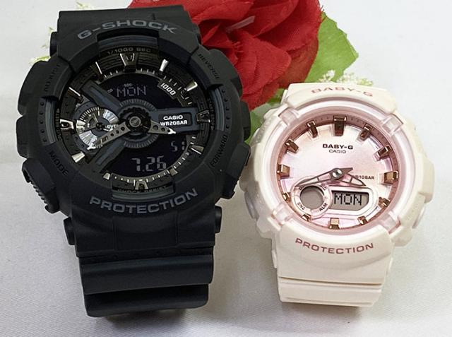 恋人たちのGショックペアウオッチ Gショック ペア G-SHOCK BABY-G  ペア腕時計 カシオ 2本セット  アナデジ デジタル GA-110-1BJF BGA-280-4A2JF  ラッピング無料 手書きのメッセージカード あす楽対応　クリスマス プレゼント 誕生日 御祝い還暦 銀婚式 結婚記念日 婚約の通販は 34,100円
