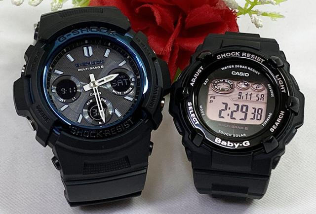 恋人たちのGショックペアウオッチ G-SHOCK BABY-G ペアウォッチ ペア腕時計 カシオ 2本セット gショック  電波ソーラー AWG-M100A-1AJF BGR-3000UCB-1JF ラッピング無料　クリスマス　誕生日 御祝い還暦 銀婚式　結婚記念日　バレンタイン 婚約の通販は