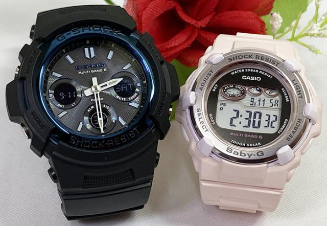恋人たちのGショックペアウオッチ G-SHOCK BABY-G ペアウォッチ ペア腕時計 カシオ 2本セット gショック 電波ソーラー AWG-M100A-1AJF BGR-3000UCB-4JF ラッピング無料　クリスマス　誕生日 御祝い還暦 銀婚式　結婚記念日　バレンタイン 婚約の通販は