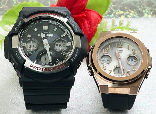 恋人たちのGショックペアウォッチgショック 人気 婚約　夫婦 高級　クリスマス プレゼント おすすめ G-SHOCK BABY-G ペア腕時計 カシオ 2本セット 電波ソーラー GAW-100-1AJF MSG-W610G-1AJF ラッピング無料 手書きのメッセージカードお付けします