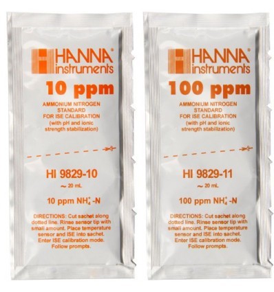 ハンナ HI 9829-10/11 HI 9829用 アンモニア態窒素 10&100ppm標準液セット25mL×各10袋 HANNA ハンナ インスツルメンツ