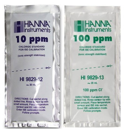 ハンナ HI 9829-12/13 HI 9829用 塩化物 10&100ppm標準液セット25mL×各10袋 HANNA ハンナ インスツルメンツ