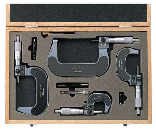 ミツトヨ M820-100ST 193-916 カウント外側マイクロメーターセット 0〜100mm 25mm 50mm 75mm 100mm セット