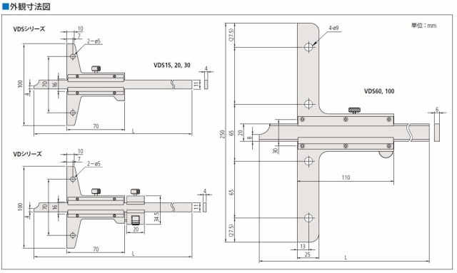 ミツトヨ 527-204 VDS60 デプスゲージ アナログ 深さ測定用 VDS-60 600mm