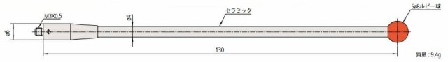 ミツトヨ 06ABF407 スタイラス 取付部ネジ径:M3 MS3-8R130C