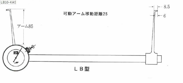 カセダ LB-10 L型内測用アナログキャリパーゲージ 測定範囲＝60-600 アーム長=84mm