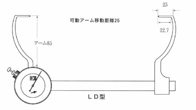 カセダ LD-1 L型内測用アナログキャリパーゲージ 測定範囲＝60-150 アーム長=84mm