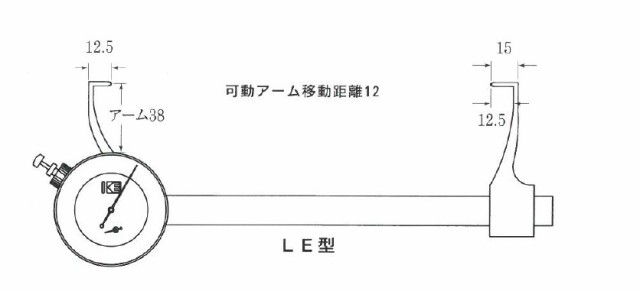 カセダ LE-1 L型内測用アナログキャリパーゲージ 測定範囲＝60-150 アーム長=38mm