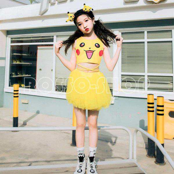 キッズ ダンス衣装 ガールズ スカート ジャズダンス ヒップホップ 韓国子供服 チアガール ステージ衣装 へそ出し 応援団 練習着の通販は