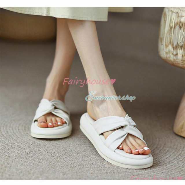 サンダル ミュール シューズ レディース 春夏 サボサンダル 厚底靴ミュールサンダル 美脚 履きやすい 痛くない 靴 ビーチミュールシューの通販は