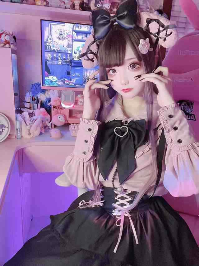 量産 地雷系 ロリータドレス 可愛い女の子 ピンク フライング