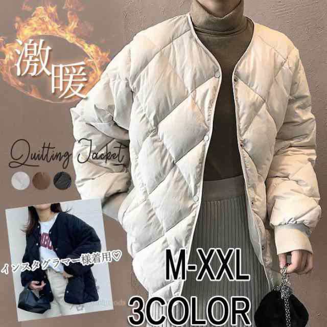 キルティングコート レディース ジャンパー ダウン ジャケット 中綿 黒 ショート丈 冬 軽量 防寒 大きいサイズ アウター ポケット付きの通販は 5,103円