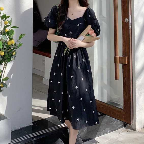 ワンピース 半袖 春夏 きれいめ かわいい aライン Aライン フレア ワンピドレス フレアスカート 膝下 ミディアム丈 ミドル丈 五分袖 ぽわの通販は 5,860円