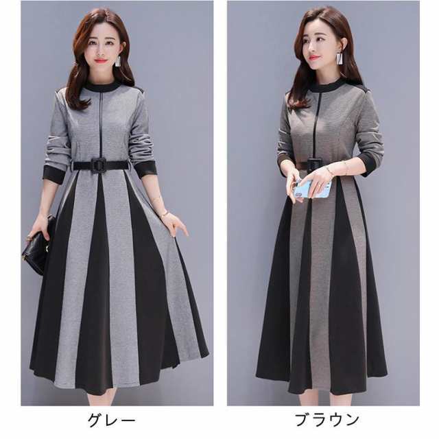 ワンピース レディース きれいめ ロングワンピース 40代  ドレス 結婚式 二次会 パーティドレス 秋ワンピース Aライン 母親 マの通販は