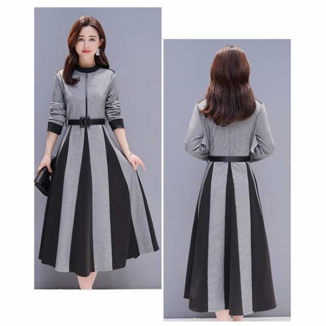 ワンピース レディース きれいめ ロングワンピース 40代  ドレス 結婚式 二次会 パーティドレス 秋ワンピース Aライン 母親 マの通販は