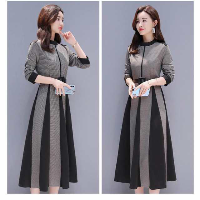 ワンピース レディース きれいめ ロングワンピース 40代  ドレス 結婚式 二次会 パーティドレス 秋ワンピース Aライン 母親 マの通販は