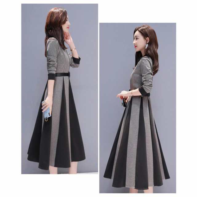 ワンピース レディース きれいめ ロングワンピース 40代  ドレス 結婚式 二次会 パーティドレス 秋ワンピース Aライン 母親 マの通販は