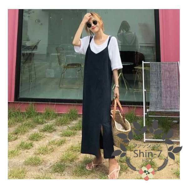 ジャンパースカート ワンピース 40代 50代 サロペット レディース ロング 体型カバー 大きいサイズ ロング丈 ゆったり ぽっちゃり ジャンの通販は 5,840円