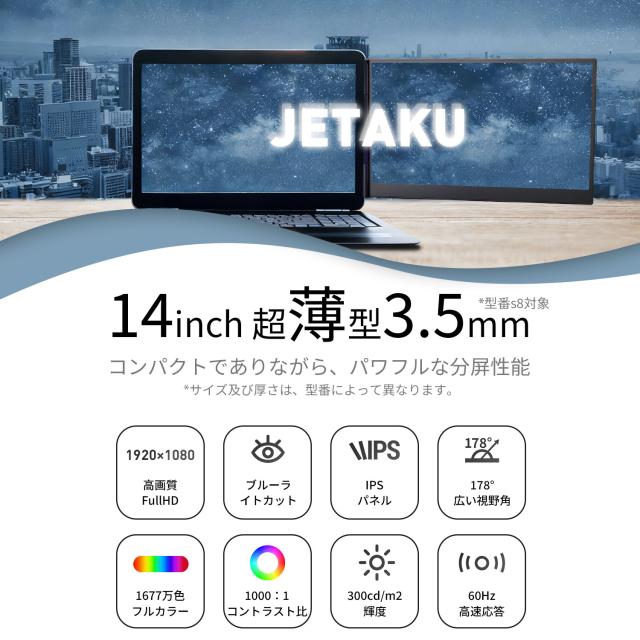 デュアルモニター モバイルモニター 14インチ 【軽量650g 超薄型0.3cm