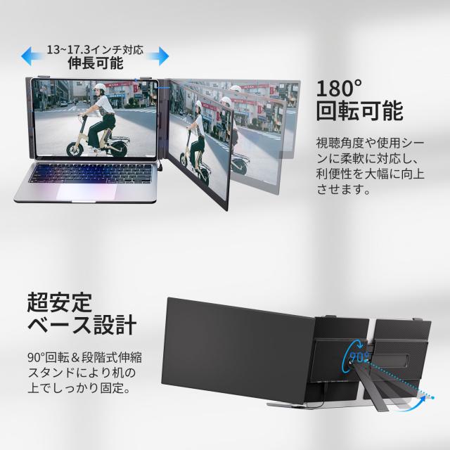 デュアルモニター モバイルモニター 14インチ 【軽量650g 超薄型0.3cm