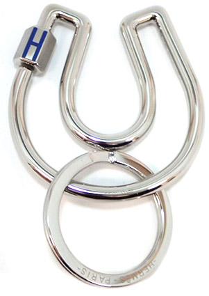 HERMESエルメス キーリング ホースシュー BLUE DE FRANCE シルバー H077329FJ ブランド ユニセックス