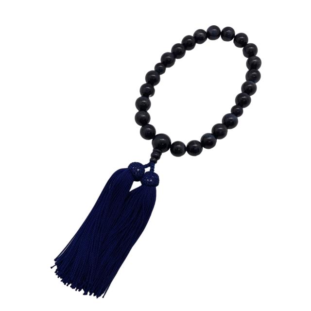 青トラメ 念珠 メンズ 男性用  ブルータイガーズアイ 正絹 桐箱付き プレゼント 成人式 お盆 数珠