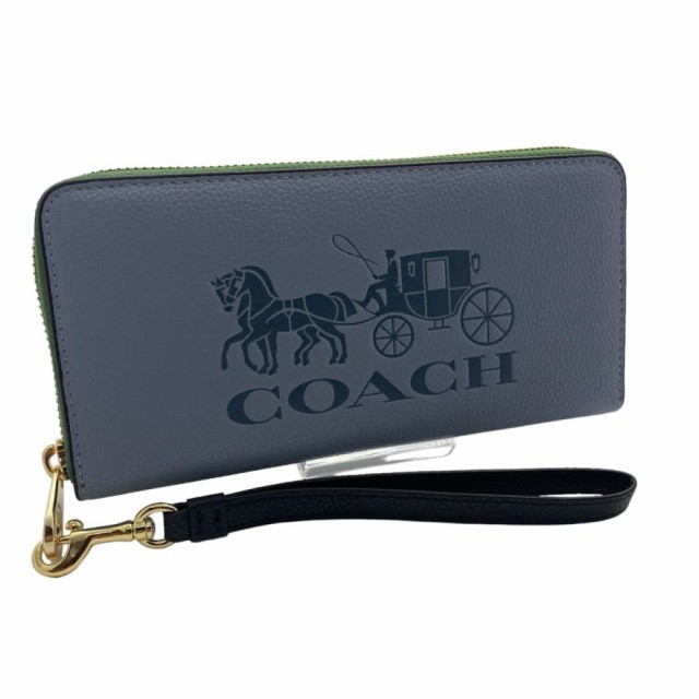 coach コーチ 長財布 C5889 水色系 ストラップ付き ホースキャリッジ レザー レディース アウトレット 店頭展示品